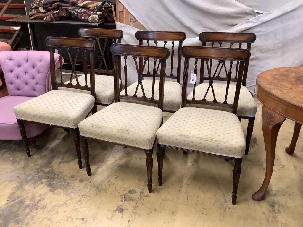 A set of six George III style mahogany dining chairs